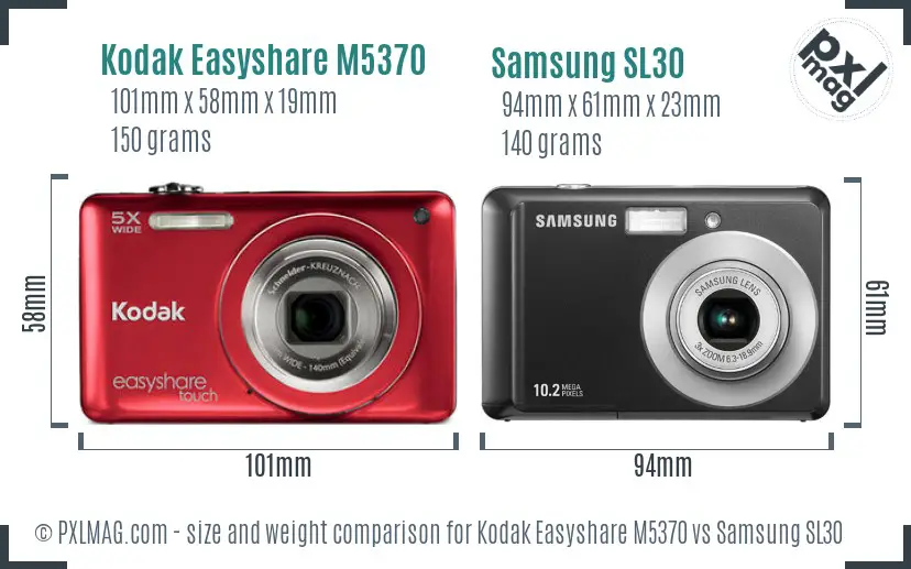 Kodak Easyshare M5370 vs Samsung SL30 size comparison Kodak Easyshare M5370 vs Samsung SL30 size comparison