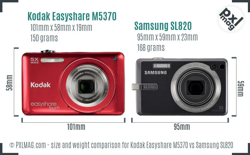 Kodak Easyshare M5370 vs Samsung SL820 size comparison