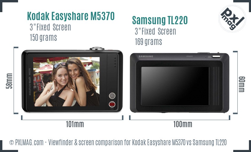 Kodak Easyshare M5370 vs Samsung TL220 Screen and Viewfinder comparison
