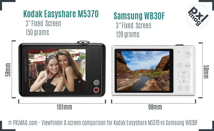 Kodak Easyshare M5370 vs Samsung WB30F Screen and Viewfinder comparison