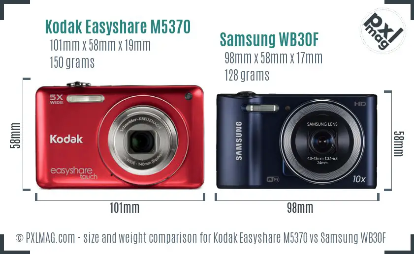 Kodak Easyshare M5370 vs Samsung WB30F size comparison