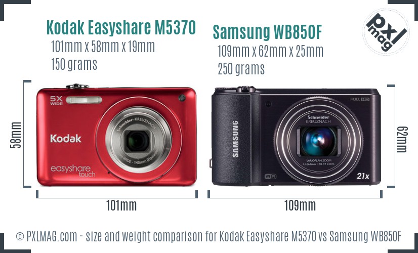 Kodak Easyshare M5370 vs Samsung WB850F size comparison Kodak Easyshare M5370 vs Samsung WB850F size comparison
