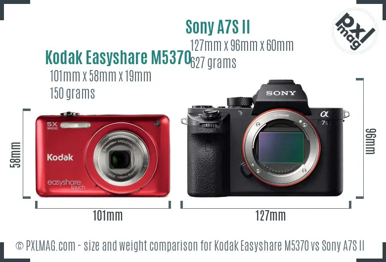Kodak Easyshare M5370 vs Sony A7S II size comparison