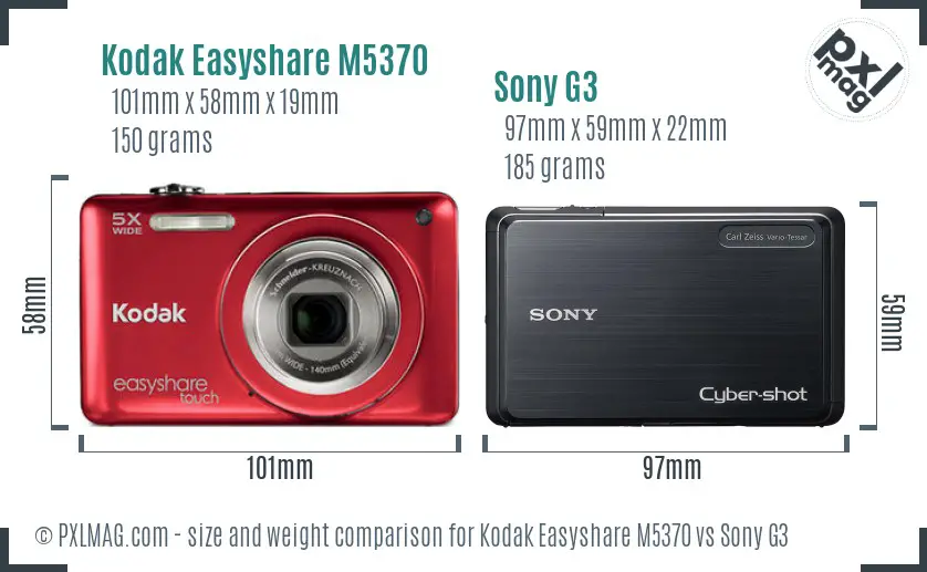Kodak Easyshare M5370 vs Sony G3 size comparison Kodak Easyshare M5370 vs Sony G3 size comparison