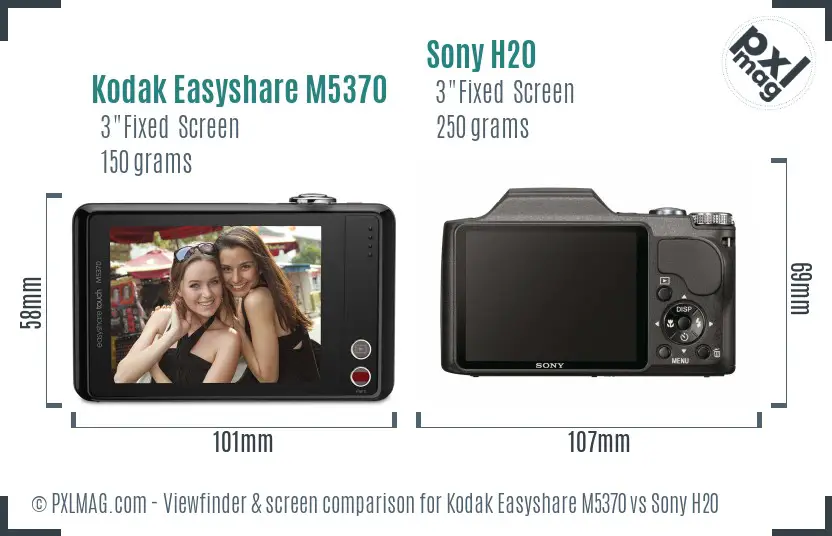 Kodak Easyshare M5370 vs Sony H20 Screen and Viewfinder comparison