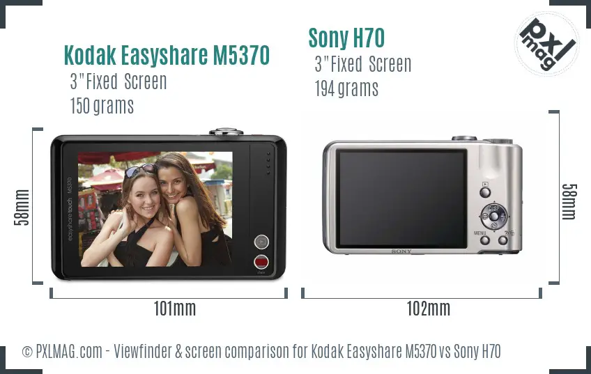 Kodak Easyshare M5370 vs Sony H70 Screen and Viewfinder comparison