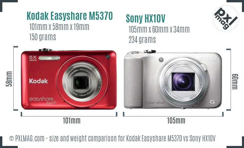 Kodak Easyshare M5370 vs Sony HX10V size comparison Kodak Easyshare M5370 vs Sony HX10V size comparison