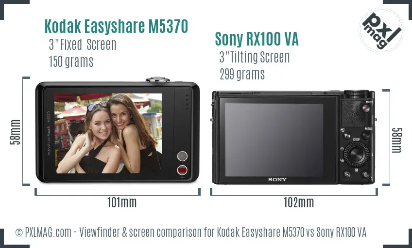 Kodak Easyshare M5370 vs Sony RX100 VA Screen and Viewfinder comparison