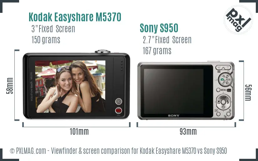 Kodak Easyshare M5370 vs Sony S950 Screen and Viewfinder comparison Kodak Easyshare M5370 vs Sony S950 Screen and Viewfinder comparison