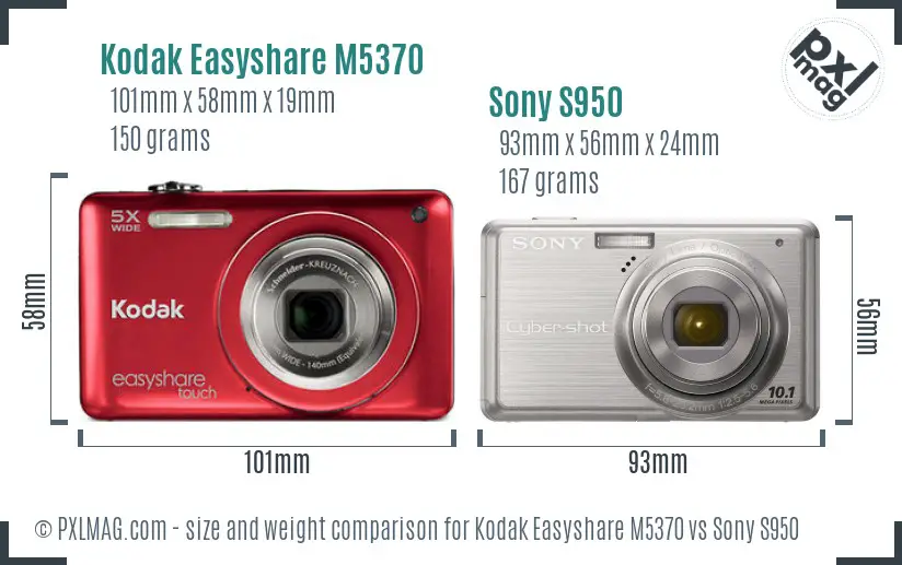 Kodak Easyshare M5370 vs Sony S950 size comparison Kodak Easyshare M5370 vs Sony S950 size comparison