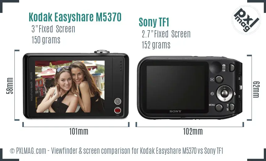 Kodak Easyshare M5370 vs Sony TF1 Screen and Viewfinder comparison