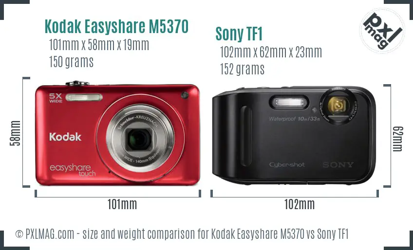 Kodak Easyshare M5370 vs Sony TF1 size comparison