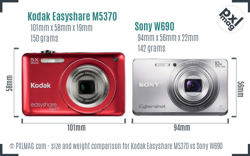 Kodak Easyshare M5370 vs Sony W690 size comparison