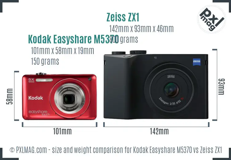 Kodak Easyshare M5370 vs Zeiss ZX1 size comparison