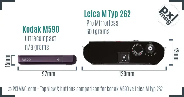 Kodak M590 vs Leica M Typ 262 top view buttons comparison