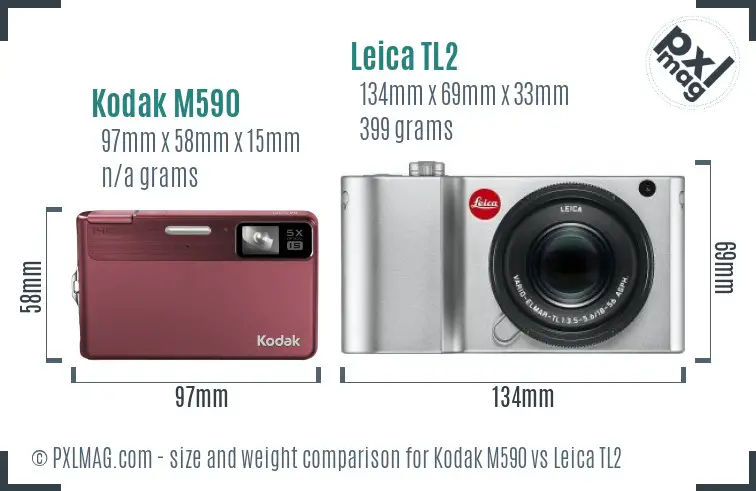 Kodak M590 vs Leica TL2 size comparison