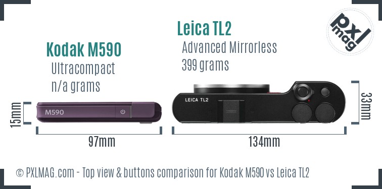 Kodak M590 vs Leica TL2 top view buttons comparison