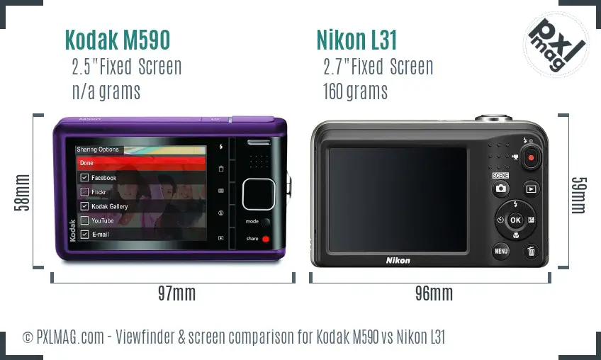 Kodak M590 vs Nikon L31 Screen and Viewfinder comparison Kodak M590 vs Nikon L31 Screen and Viewfinder comparison