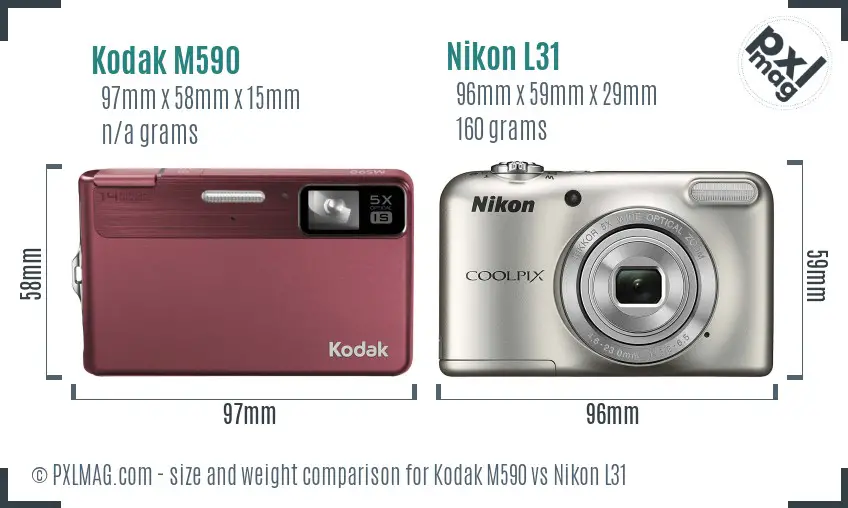 Kodak M590 vs Nikon L31 size comparison Kodak M590 vs Nikon L31 size comparison