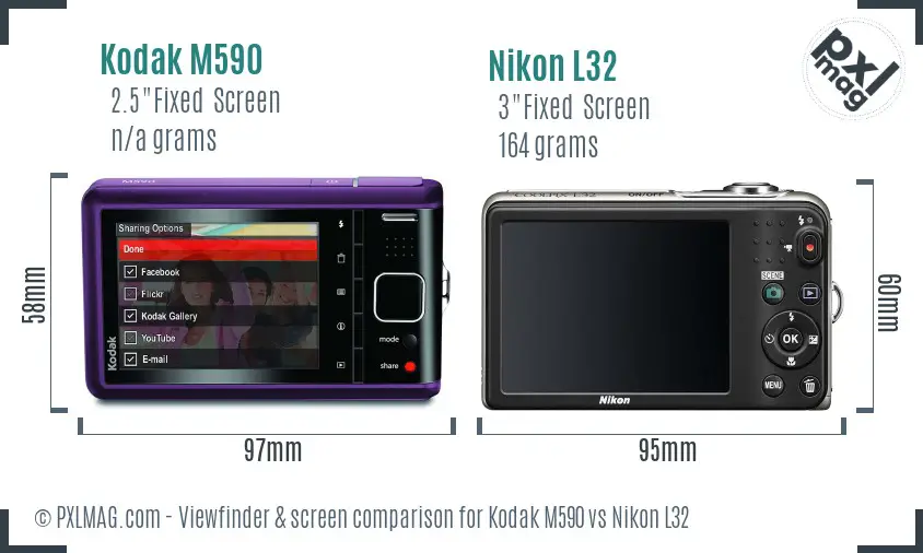 Kodak M590 vs Nikon L32 Screen and Viewfinder comparison
