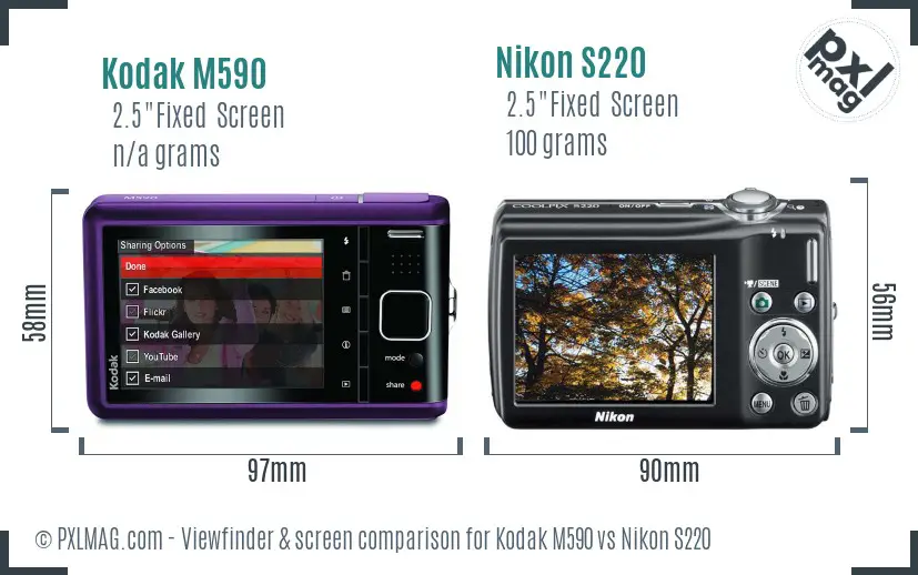 Kodak M590 vs Nikon S220 Screen and Viewfinder comparison Kodak M590 vs Nikon S220 Screen and Viewfinder comparison