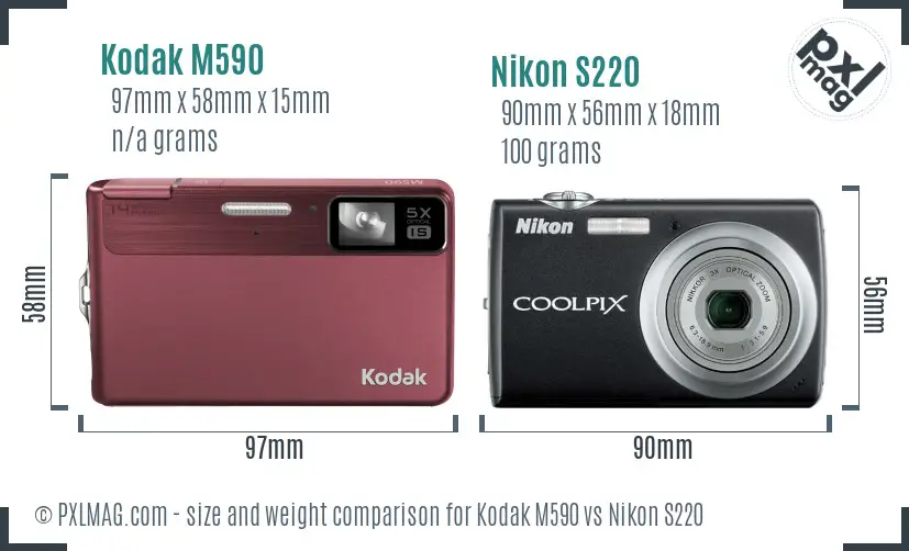 Kodak M590 vs Nikon S220 size comparison Kodak M590 vs Nikon S220 size comparison