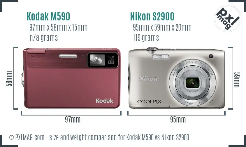 Kodak M590 vs Nikon S2900 size comparison