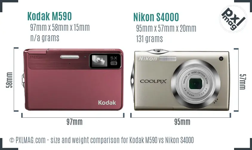Kodak M590 vs Nikon S4000 size comparison Kodak M590 vs Nikon S4000 size comparison