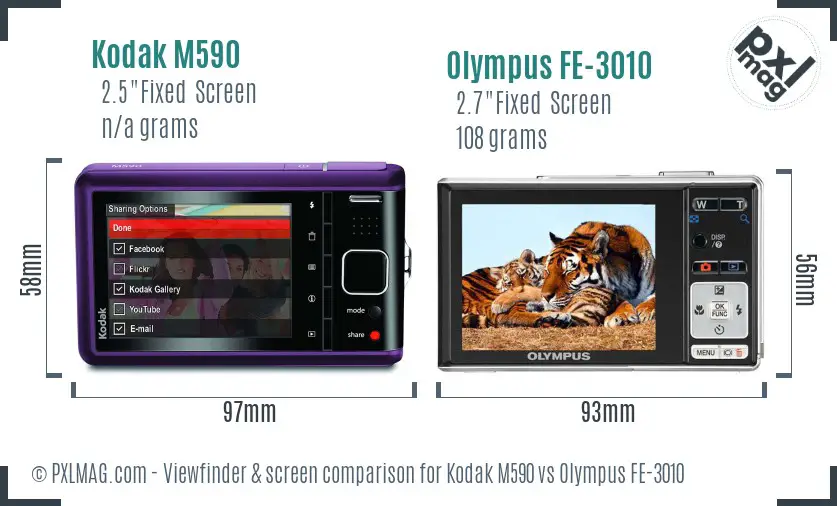 Kodak M590 vs Olympus FE-3010 Screen and Viewfinder comparison Kodak M590 vs Olympus FE-3010 Screen and Viewfinder comparison