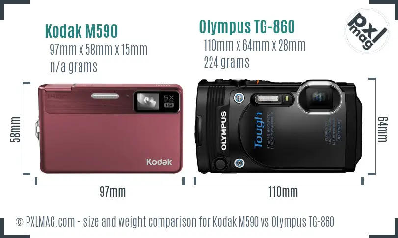 Kodak M590 vs Olympus TG-860 size comparison