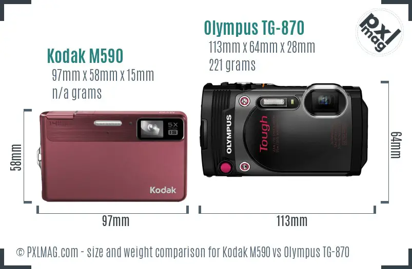 Kodak M590 vs Olympus TG-870 size comparison