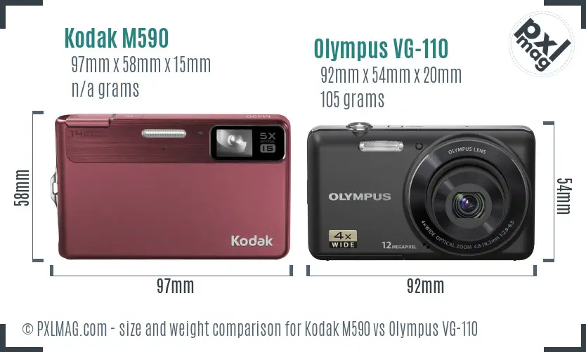Kodak M590 vs Olympus VG-110 size comparison