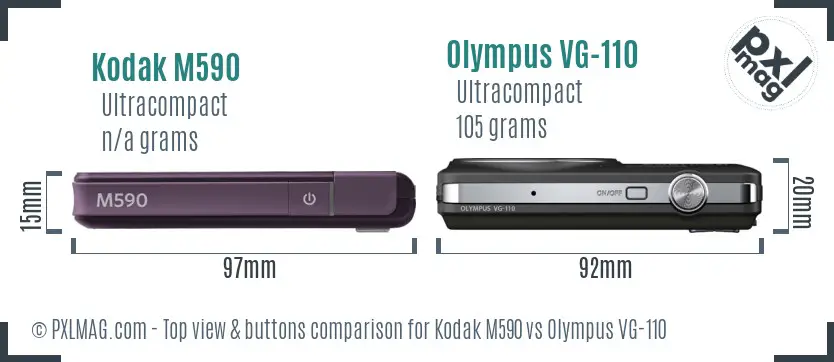 Kodak M590 vs Olympus VG-110 top view buttons comparison