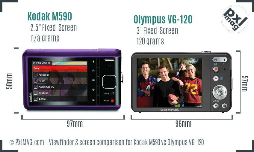 Kodak M590 vs Olympus VG-120 Screen and Viewfinder comparison