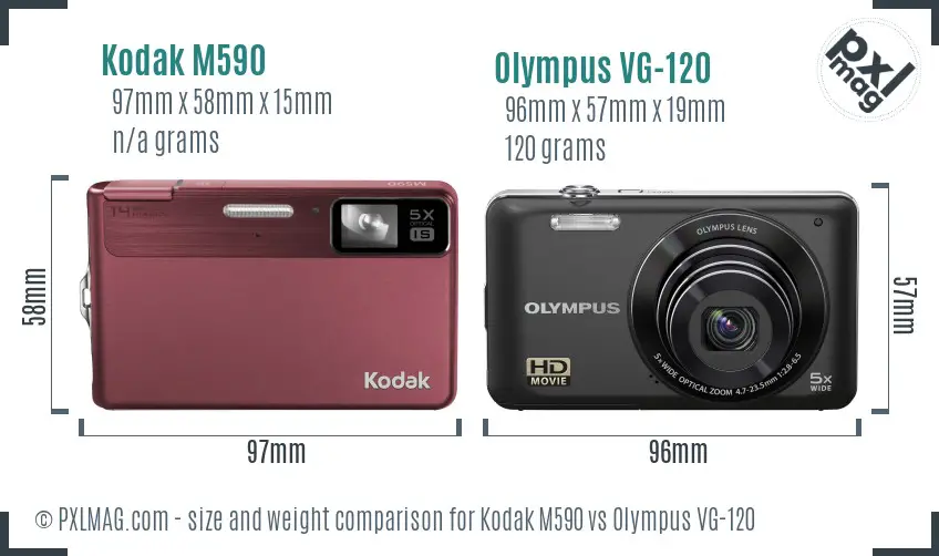 Kodak M590 vs Olympus VG-120 size comparison