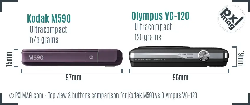 Kodak M590 vs Olympus VG-120 top view buttons comparison
