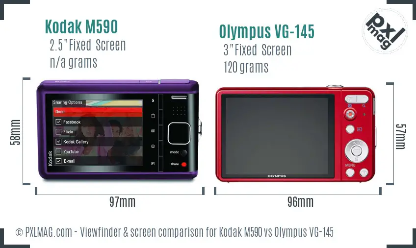 Kodak M590 vs Olympus VG-145 Screen and Viewfinder comparison