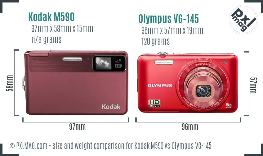 Kodak M590 vs Olympus VG-145 size comparison