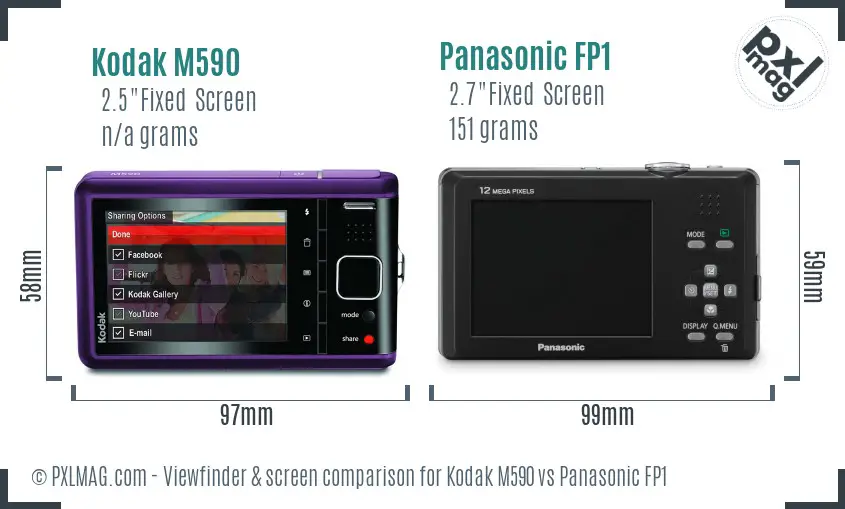 Kodak M590 vs Panasonic FP1 Screen and Viewfinder comparison