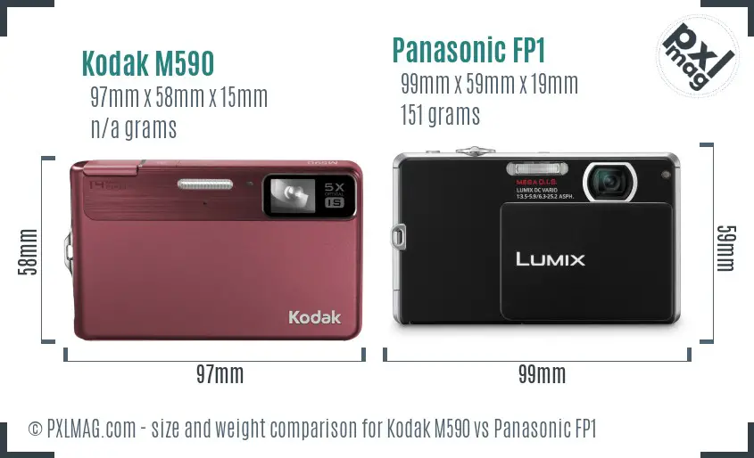 Kodak M590 vs Panasonic FP1 size comparison