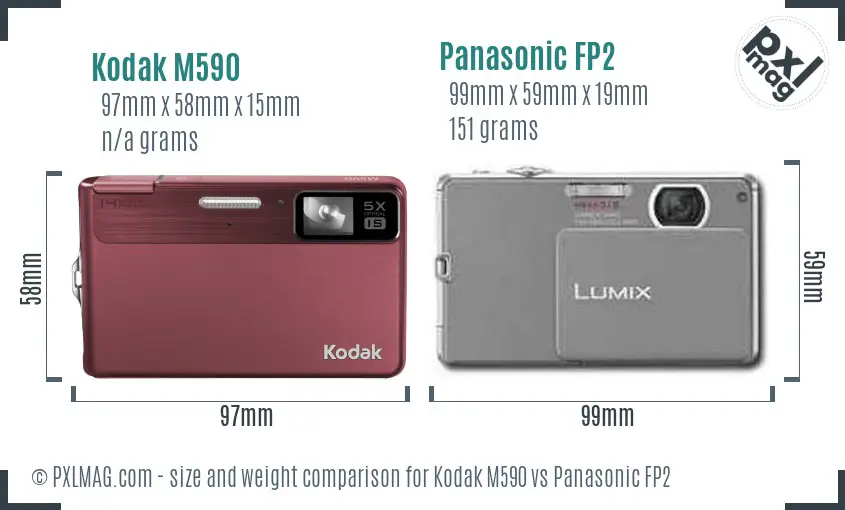Kodak M590 vs Panasonic FP2 size comparison