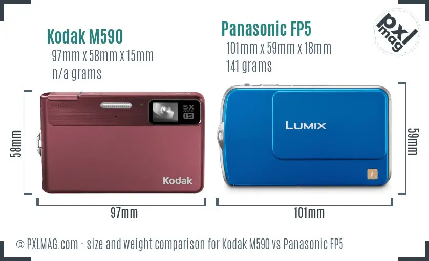 Kodak M590 vs Panasonic FP5 size comparison