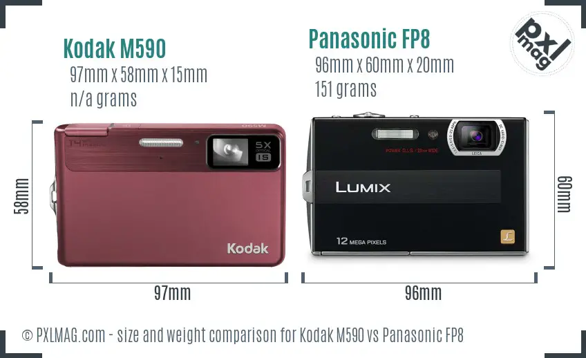 Kodak M590 vs Panasonic FP8 size comparison