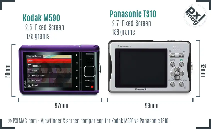 Kodak M590 vs Panasonic TS10 Screen and Viewfinder comparison