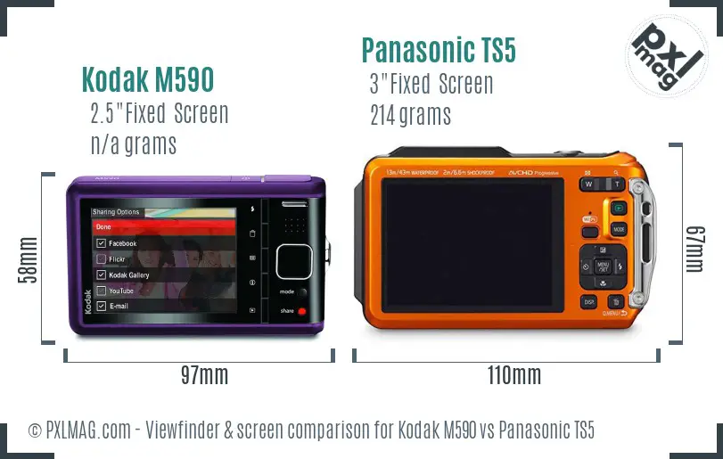 Kodak M590 vs Panasonic TS5 Screen and Viewfinder comparison