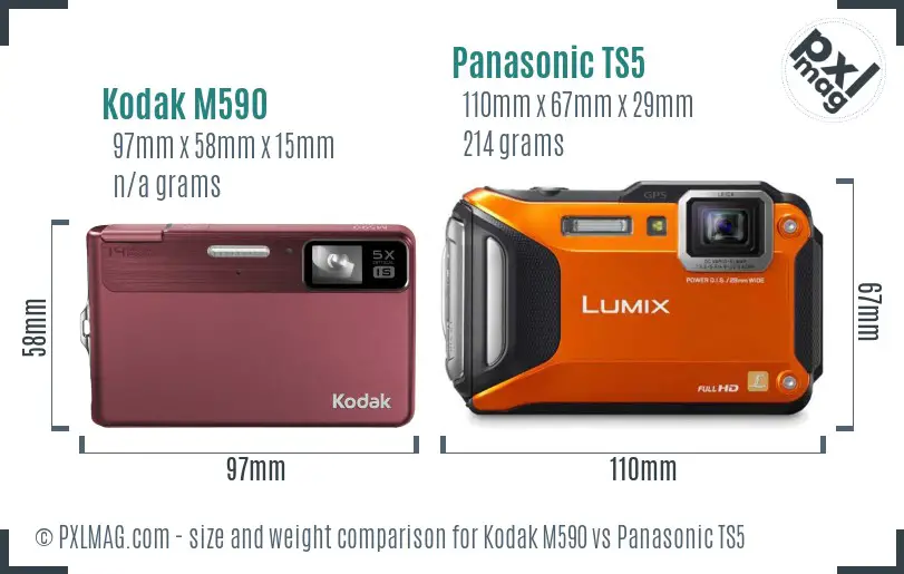 Kodak M590 vs Panasonic TS5 size comparison