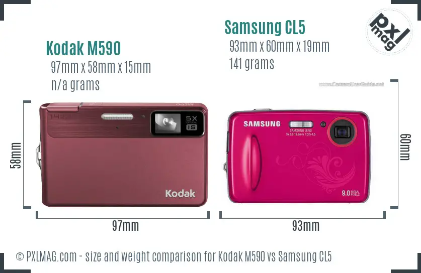 Kodak M590 vs Samsung CL5 size comparison