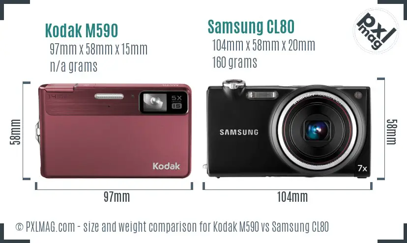 Kodak M590 vs Samsung CL80 size comparison