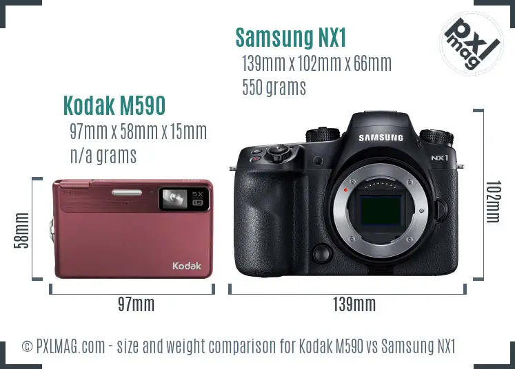 Kodak M590 vs Samsung NX1 size comparison