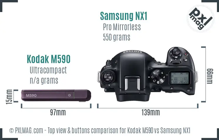Kodak M590 vs Samsung NX1 top view buttons comparison